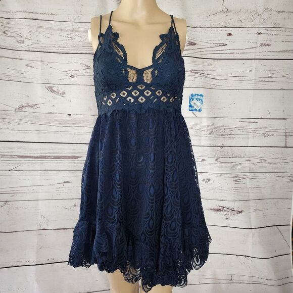 Free People Sleeveless Adella Burnout Slip Dress Blue Small NWT - Picture 8 of 10
